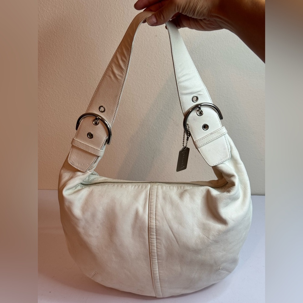 Coach Y2K Lamb Nappa Leather Tortilla White Shoulder Slouch Hobo Bag RARE - Picture 3 of 12